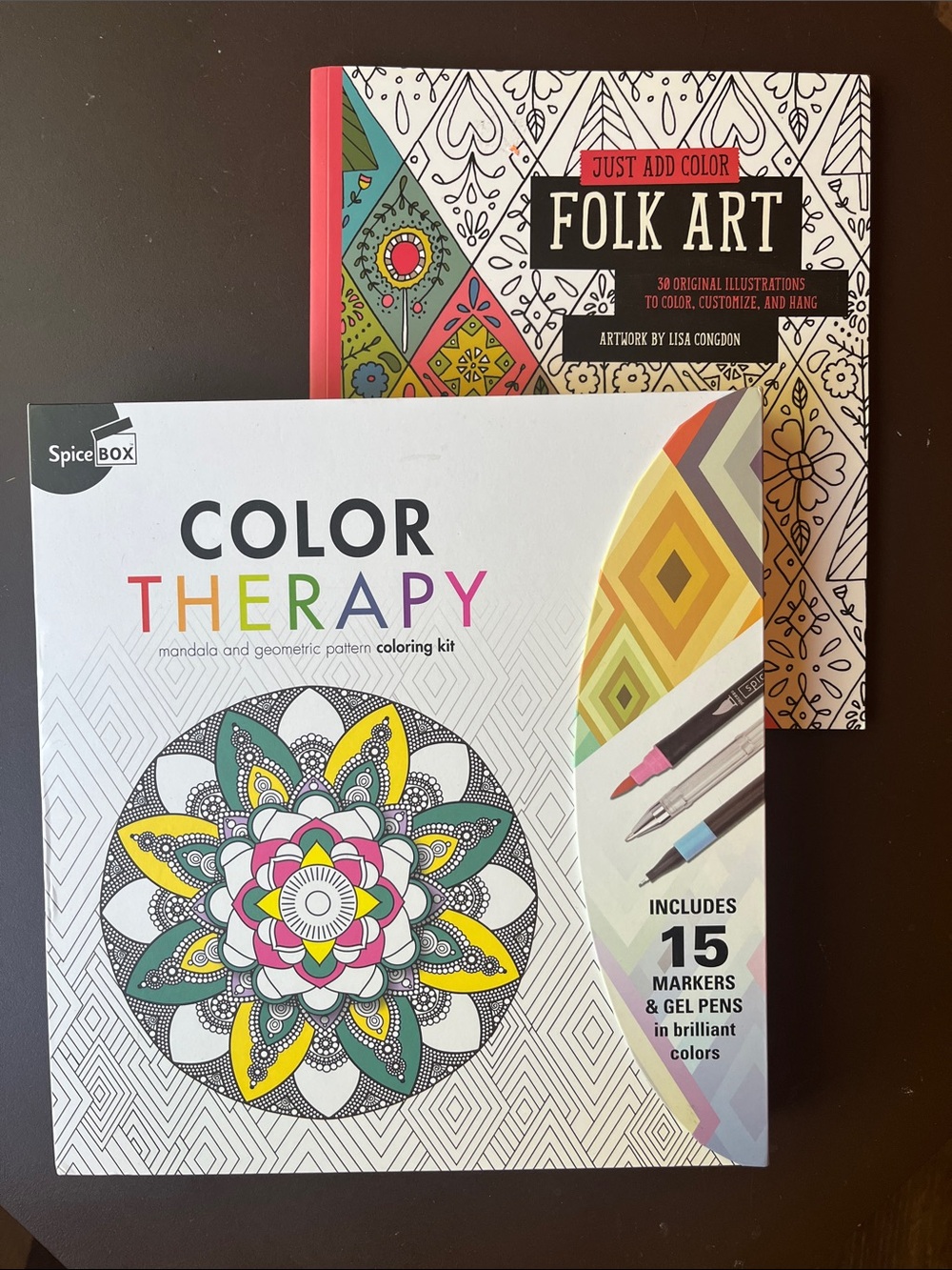 Color Therapy Mandala Coloring Kit - lot of 2 new coloring books
